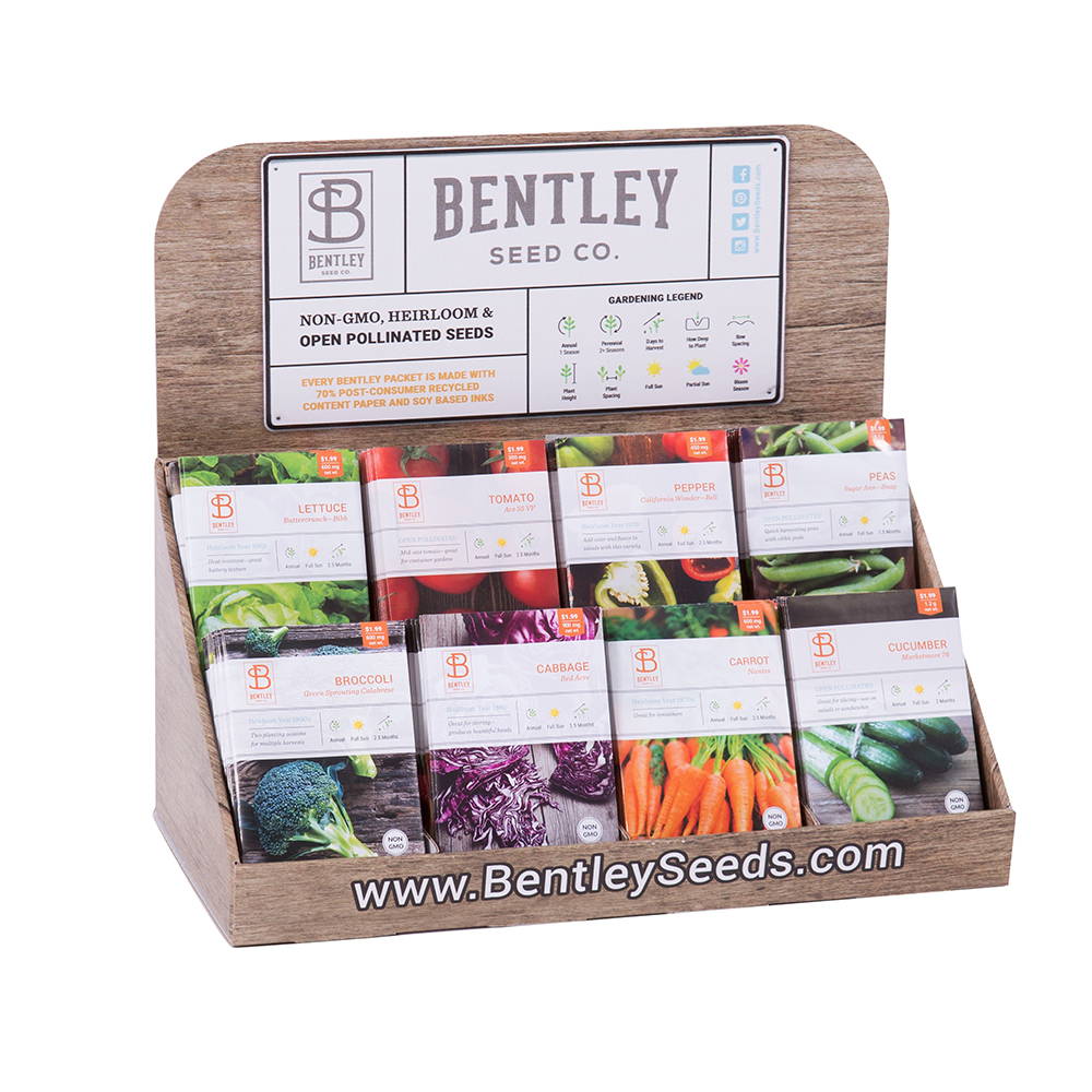 Retail seed display racks bulk seed packets bentley seeds